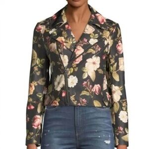 Alice + Olivia 100% Floral Lamb Leather Jacket